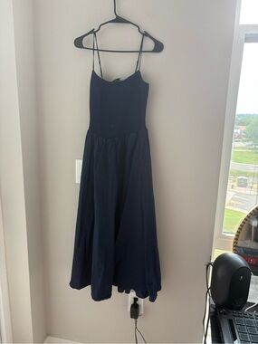 Lulu's Navy Spaghetti-Strap Midi Dress